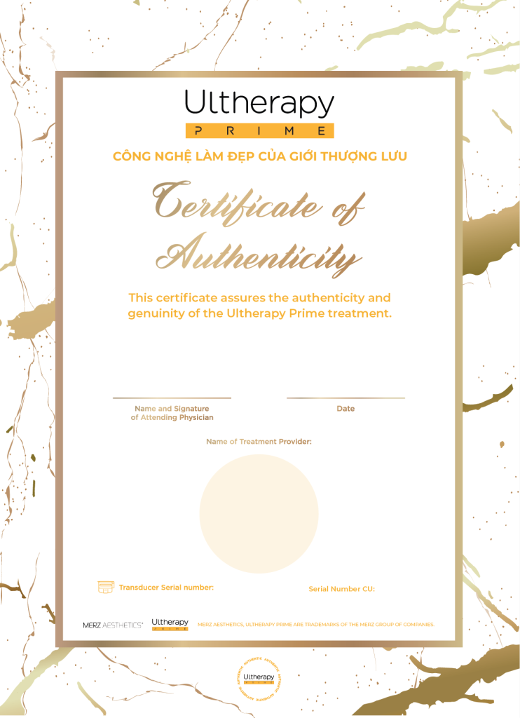 Ultherapy Prime chính hãng có chứng nhận từ Merz Aesthetics
