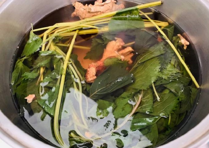 Nấu nước tía tô với gừng trị nám Nấu nước tía tô với gừng trị nám