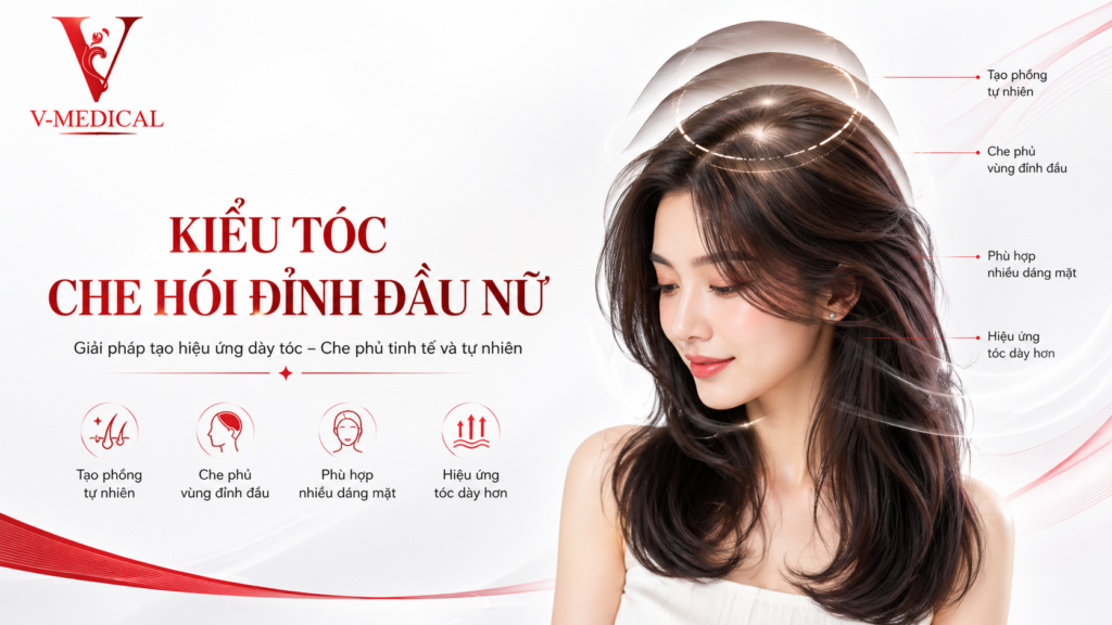 Kiểu tóc che hói đỉnh đầu nữ